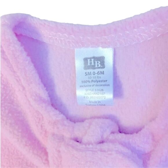 Hudson Baby Girl Pink Fleece Sleep Sack Size Small 0-6 Months 10-18 pounds - Picture 3 of 3